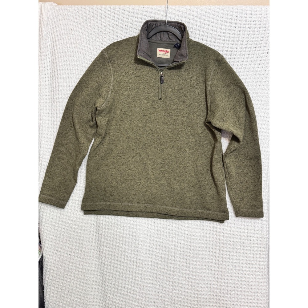 Wrangler Quarter Zip Pullover Sweater Mens Medium Olive Green‎